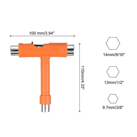 Aijiahee All-in-One Skate Tool Multi-Function Portable Skateboard Tool T Tool Wrench with L-Type Cross Head Screwdriver for Roller Skate
