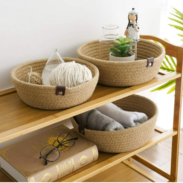 Desktop Storage Basket 3 Piece Cotton Rope Woven Storage Basket