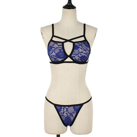 

Roliyen Lingerie For Women Lace Cage Bra Elastic Cage Bra Strappy Hollow Out Bra Bustier Set Nightgowns For Women