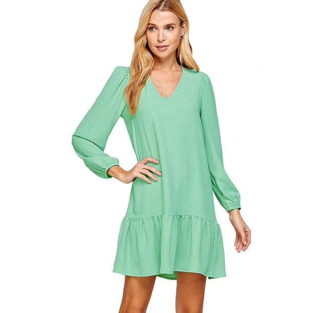 Iconic Luxe Women's Mini Dress with Shirring Detail Mint Small