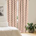 thumbnail image 3 of Ambesonne Geometric 4-Panel Curtains, Symmetric Grid Triangles, 56"x84", Ivory and Dark Coral, 3 of 4