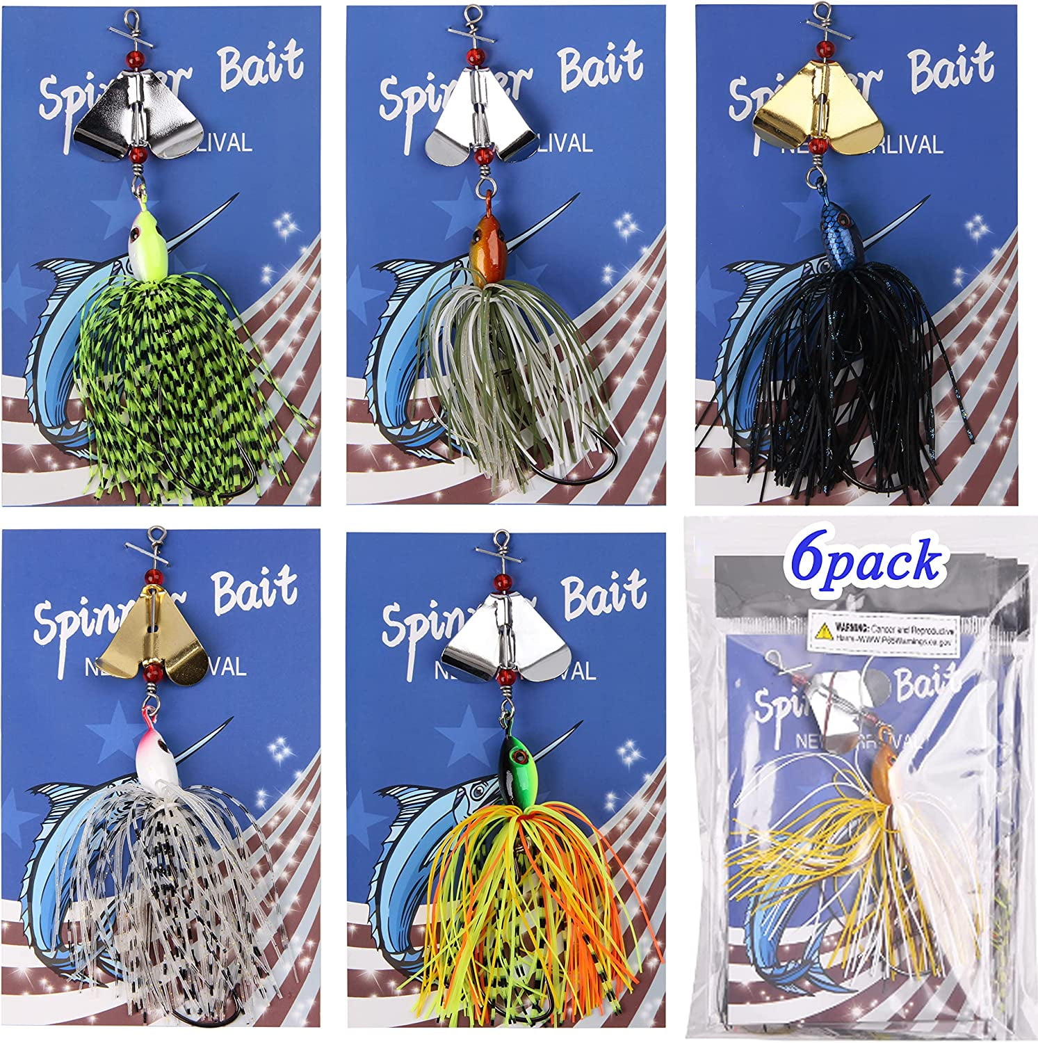 Buzz Bait with Split Tail Trailer Kit Spinnerbait Jig Lures Topwater  Buzzbaits Bass Lures with Soft Plastic Worm Lures for Pike Bass Trout 15  Pieces