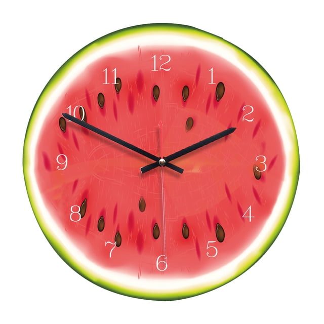 Acrylic Dial Fruits Wall Clock Non-ticking Clock Living Room Kitchen Bedroom Office Decor