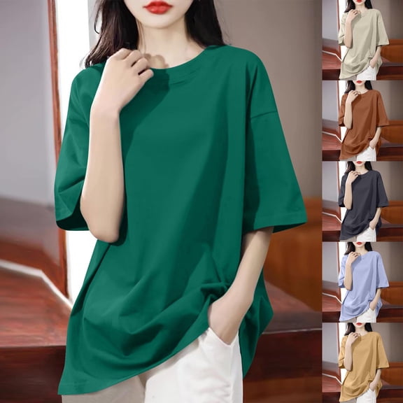 Itsame Women Plain Short Shirt Sleeved Tops Womens Casual T-Shirt Fashionable Relaxed Round Neck T Shirt Purple Size 3XL