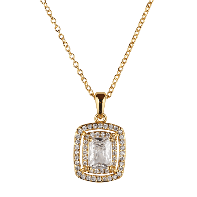 Collar para Mujer con Baño de Oro 14k o Plata LuckyLy, Cadena con Dije de Zirconia Cúbica, Modelo Elia Azul blanco UNITALLA