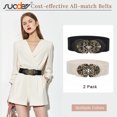 thumbnail image 2 of SUOSDEY Women Stretch Wide Belts Vintage Elastic Waist Belt for Dresses with Retro Interlocking Buckle, 2 of 8