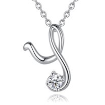 Eusense Initial Necklace Letter Y Pendant for Women, 925 Sterling Silver Alphabet Jewelry Gifts
