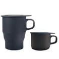 thumbnail image 1 of Taza de viaje plegable con tapa y pajita, taza plegable de silicona, taza plegable reutilizable para bebidas frías y calientes, taza portátil para acampar, apta para lavavajillas y microondas, 350 ml, 1 of 6