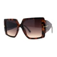 thumbnail image 3 of Womens Chic Squared Butterfly Thick Temple Oversize Sunglasses Tortoise Brown, 3 of 4