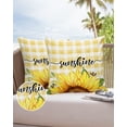 thumbnail image 6 of Pack of 2 Outdoor Pillow Covers, Summer Watercolor Sunflowers Yellow Buffalo Plaid Waterproof Square Throw Pillowcase Cushion Decorative Pillow Covers for Couch Patio Tent, 24x24 in, 6 of 6