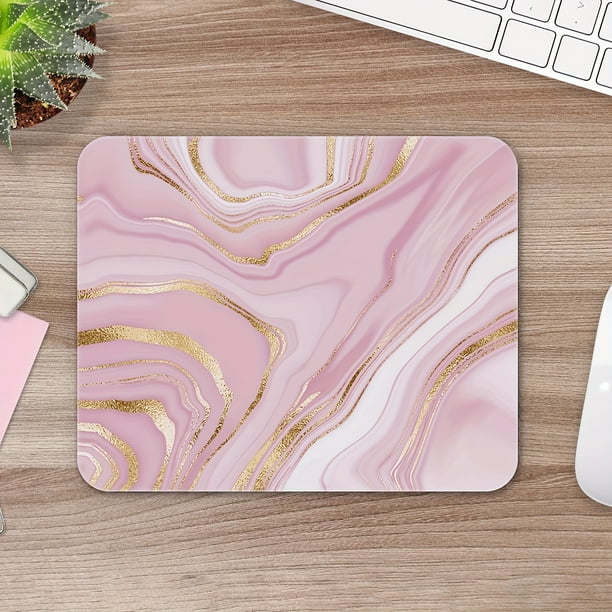 1pc WaterProof PU Leather Mouse Pad | HD Printed Golden Marble Design, Nonslip, Decorative Accessories For Home, Office, Suitable for Computers, Laptops