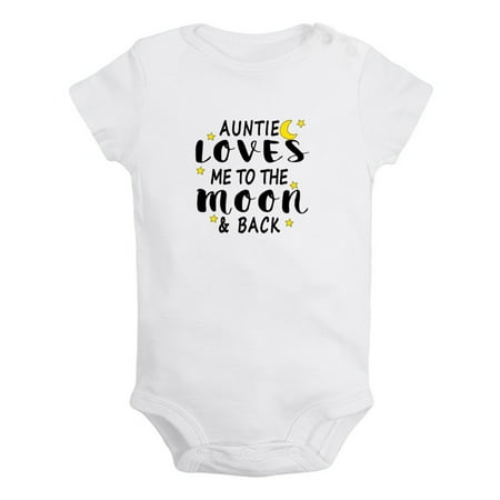 My Auntie Loves Me To The Moon and Back Funny Rompers For Babies, Newborn Baby Unisex Bodysuits, Infant Jumpsuits, Toddler 0-24 Months Kids One-Piece Oufits