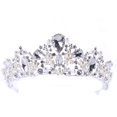 thumbnail image 1 of Corona de tiara para mujer, tiara de boda para novia, corona de desfile de graduación para niñas, diadema de princesa de cristal, accesorios para el cabello de novia, plata JM, 1 of 5