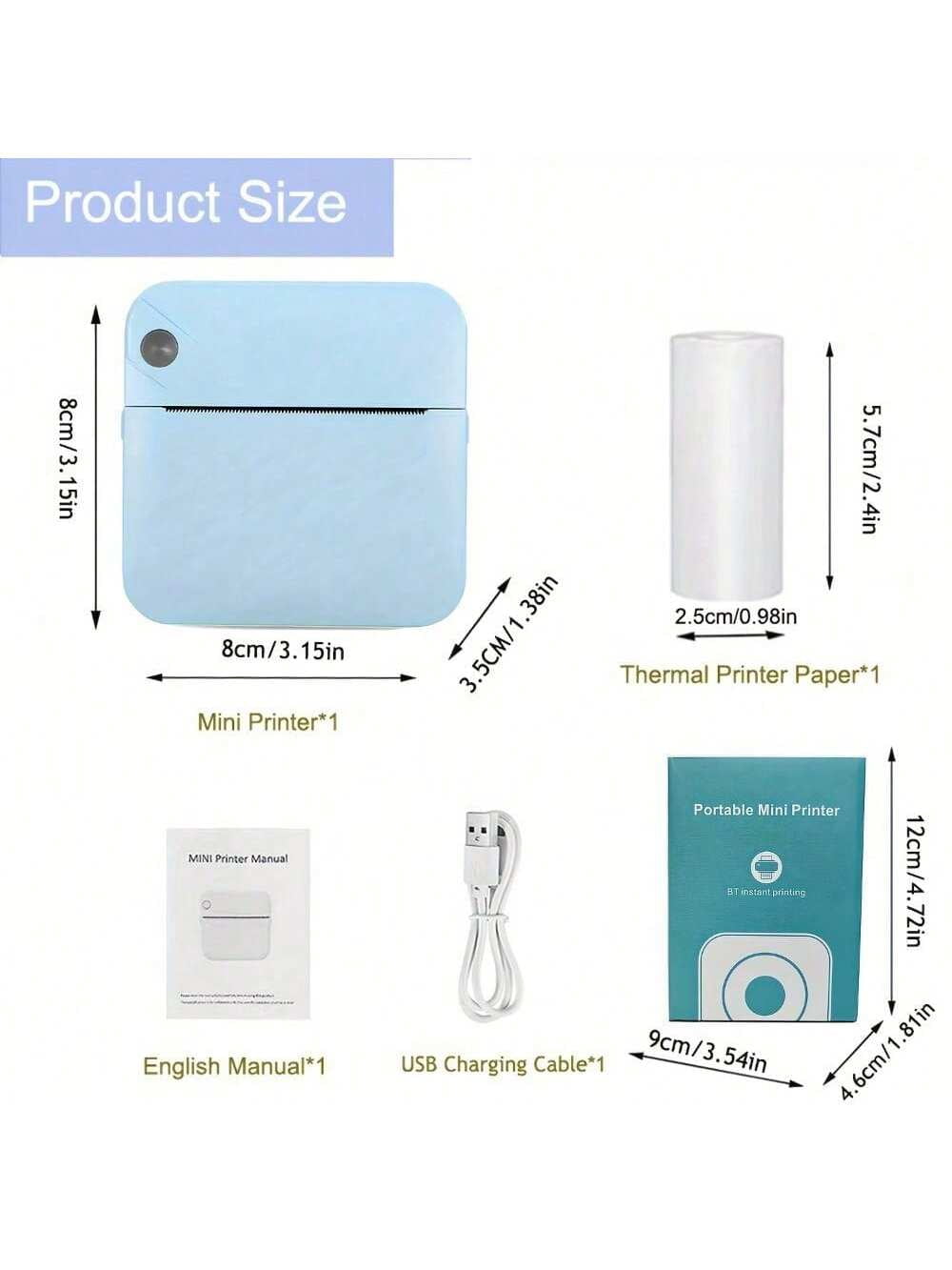 C17 Multifunctional Mini Portable Thermal Wireless Pocket Printer - Includes 1 Roll Thermal Paper, Prints Photos, Labels, Lists