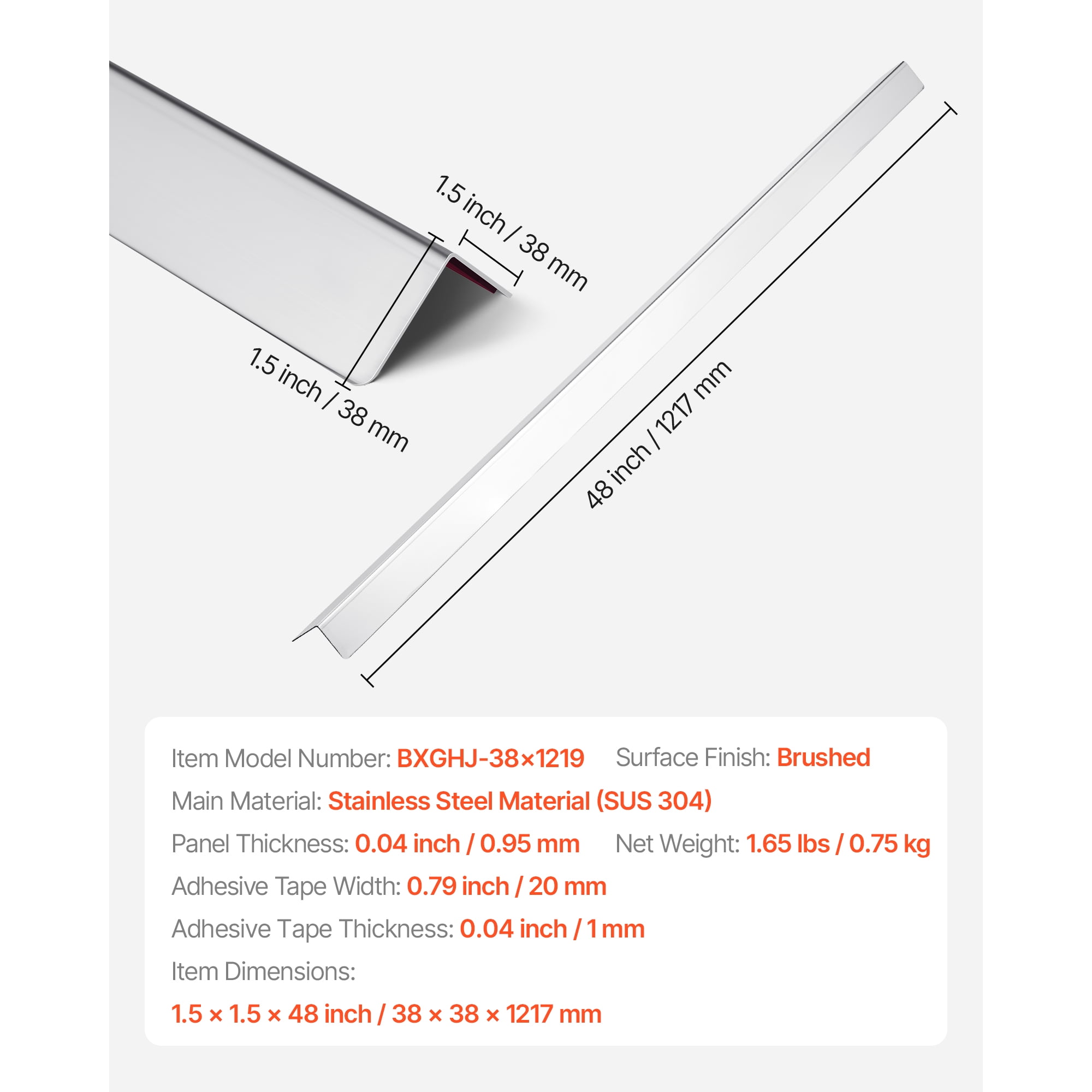 KFFKFF Stainless Steel Wall Corner Protector, 1.5 x 1.5 x 48 inch, Set of 10 Metal Corner Guards, 304 Stainless Steel Edge Trim with 90-Degree Angle for Wall Protection in Homes, Offices