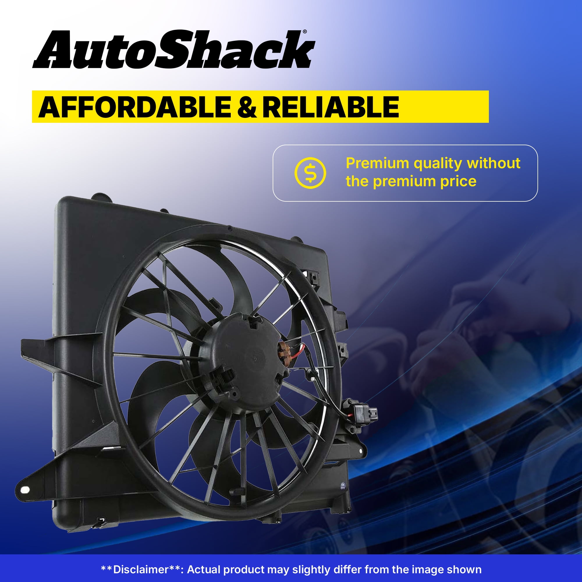 AutoShack Radiator Cooling Fan Assembly for Jeep, Dodge & Chrysler, Patriot 2007-2017 Compass 2007-2017 Avenger 2008-2014 200 2011-2014 Caliber 2007-2012, L4 1.8L 2.0L 2.4L V6 2.7L 3.5L 3.6L