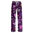 thumbnail image 5 of Fabrcox Women's Valentine's Day Graphic Pajama Pants Drawstring Wide Leg Pj Pants S-3xl Loose Fit Comfortable Fashion Casual Printed Pj Bottoms Dark Purple 3XL, 5 of 6