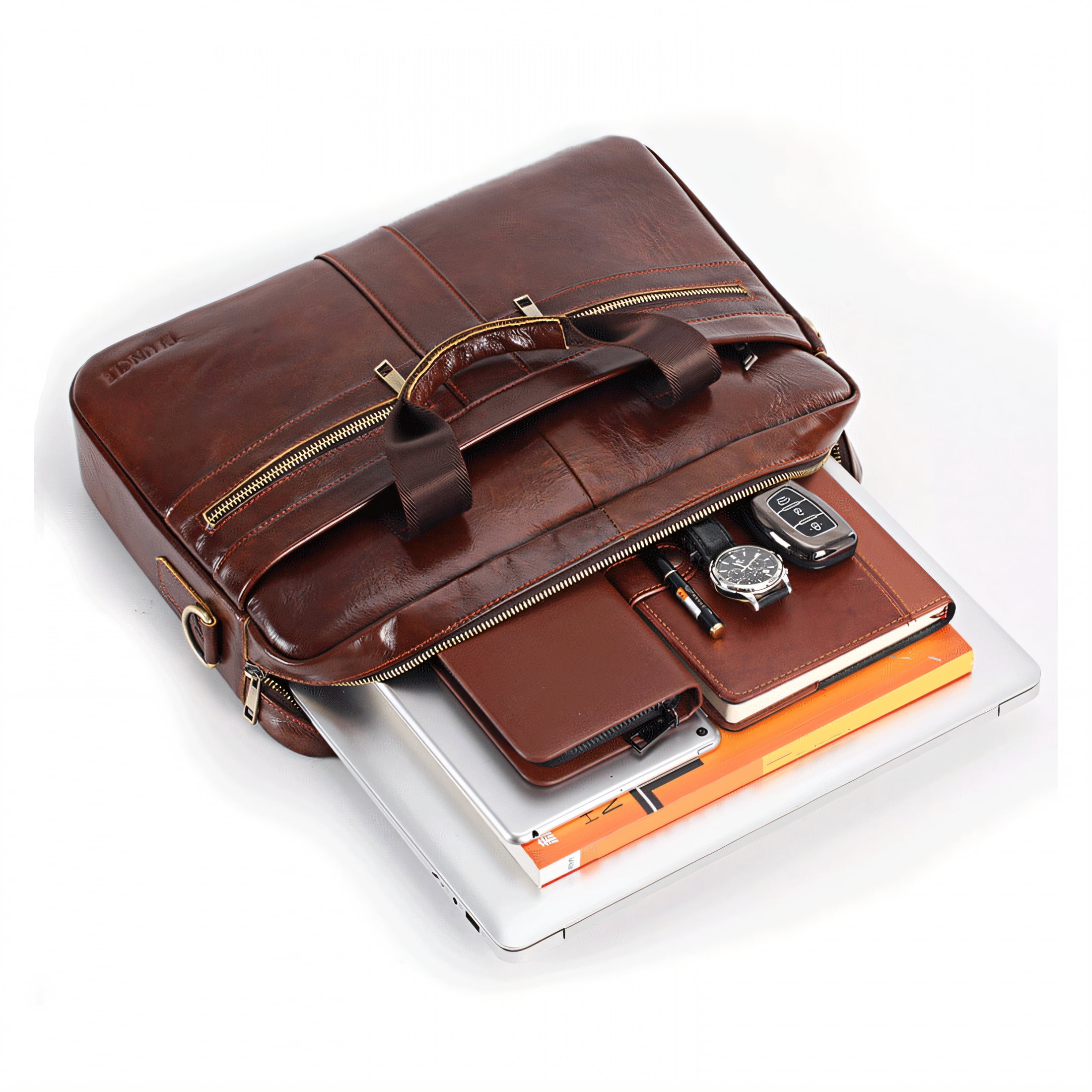 GASTROPOD Briefcases for Men,Smooth Shoulder Strap Laptop Bag for Men,Business Travel Ready Messenger Bag for Men,Brown