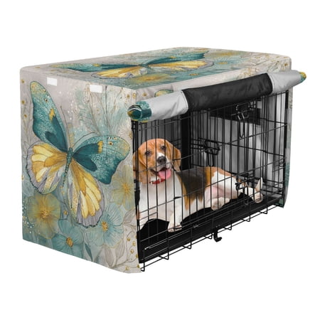 Qxltty Emerald Butterfly Crate Cover Durable Oxford Cloth Pet Kennel Sunshade Universal Fit for 47in Wire Cage