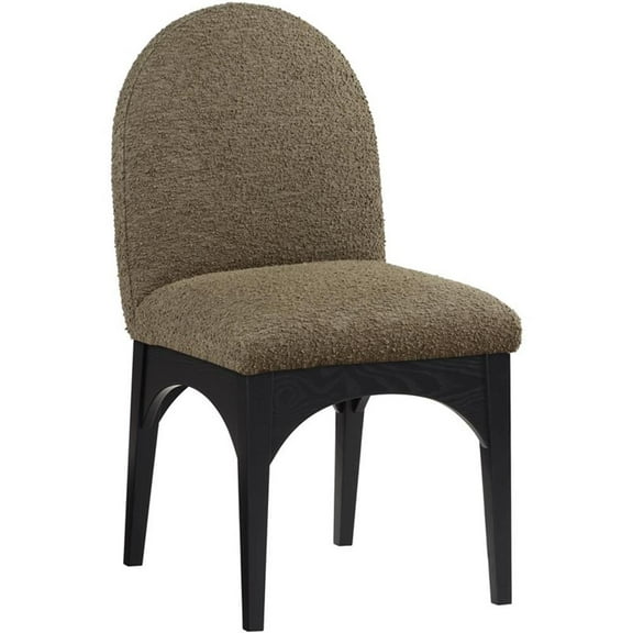 Pemberly Row Contemporary Olive Boucle Fabric Dining Side Chair