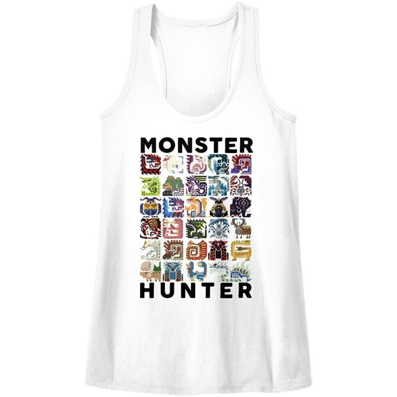 Monster Hunter Let's Hunt White Women's Racerback Tank Top