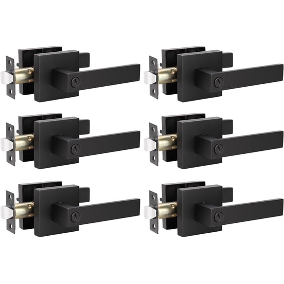 Heavy Duty Privacy Bathroom Lever Lock Set for Interior Door, Bedroom Door Handle, Matte Black Door Handle, Left or Right Handing 2.07 lb