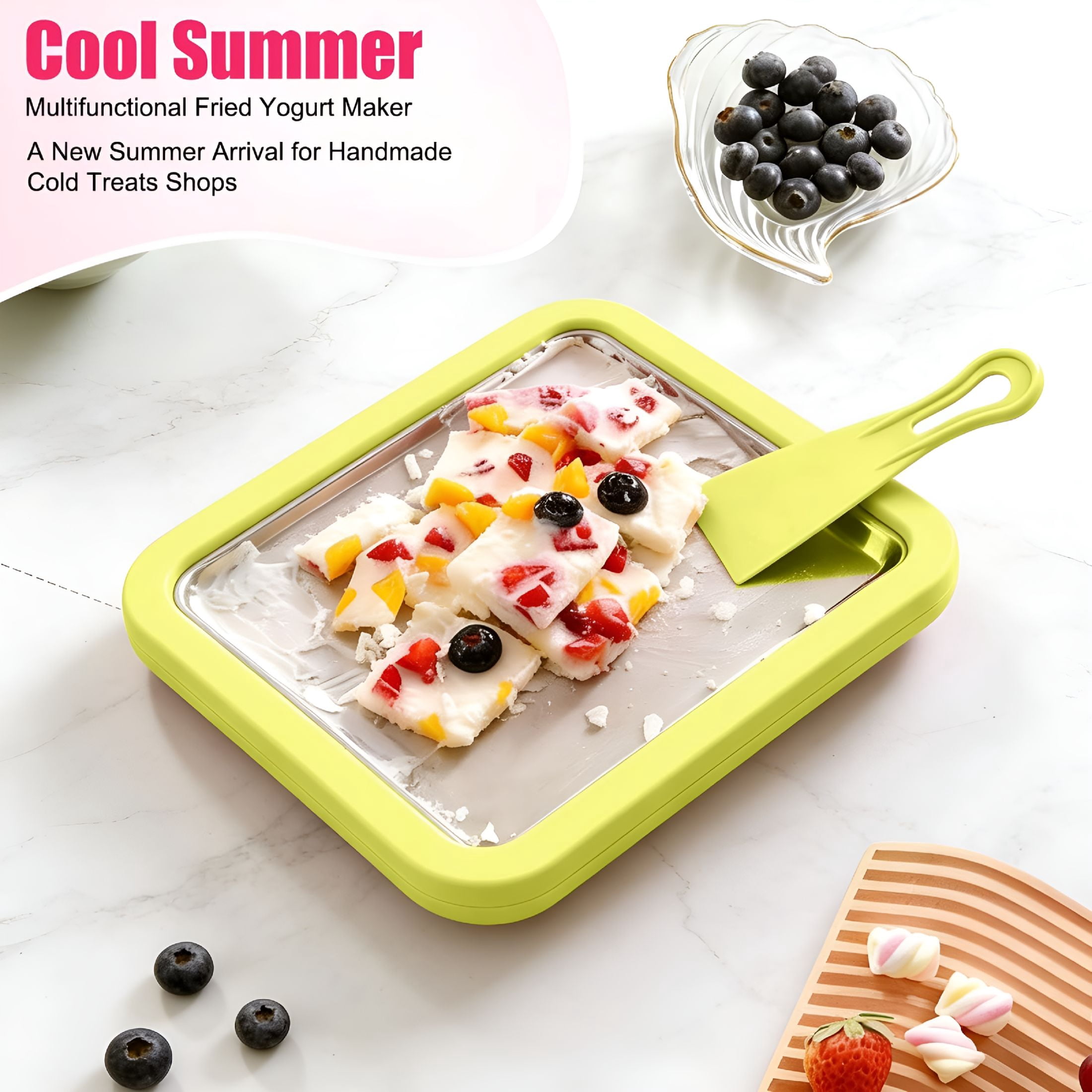 ACDANC Rolled Ice Cream Maker Kit with 2 Scrapers,At-Home Ice Cream Roller Maker,New Stainless Steel Instant Freeze Plate,Diy Homemade Ice Cream Tray for Family,Holiday Parties,Home Kitchen
