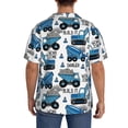thumbnail image 3 of Lsque Blue Excavator print Men's Cuban Collar Short Sleeve Shirt Summer Beachwear Casual Button Down Fashionable Vacation Leisure Shirt-Small, 3 of 7
