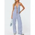 thumbnail image 6 of Michellecmm Women Summer Pants Outfits Stripe Tie-Up Halter Neck Backless Sleeveless Tank Tops Wide-Leg Pants 2 Pieces Clothes Set, 6 of 7
