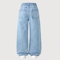 thumbnail image 5 of hengsof Girls Fashionable Denim Bottoms Relaxed Fit Jeans Floral Embroidered High Waist Straight Leg Jeans for Tweens and Teens Ages 7 to 14 Years, 5 of 5