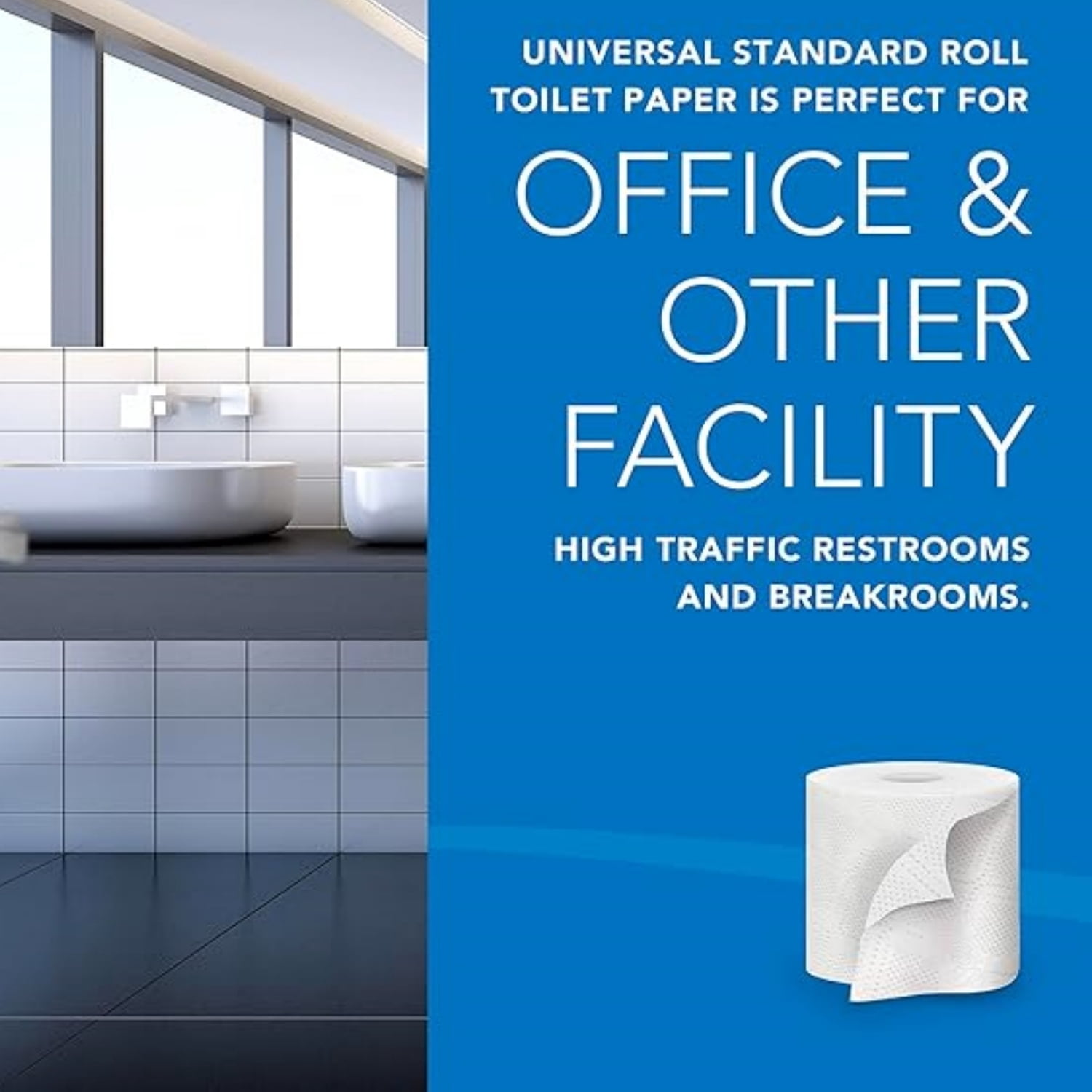 100%  Recycled Fiber Standard Roll Bulk Toilet Paper (13217), 2-Ply, Elevated Design, White, Individually Wrapped (80 Rolls of 473 Sheets, 37,840 Sheet Total)
