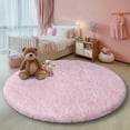 thumbnail image 3 of SARAG 8x8ft Round Rug for Bedroom,Furry Carpet for Children Kids Room,Pink, 3 of 8