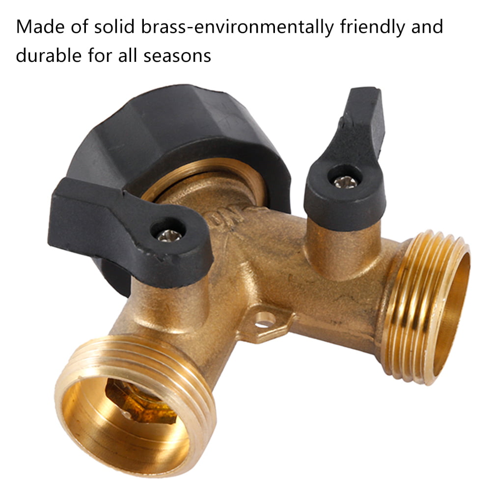 All Brass 4 way Garden Hose Splitter with shut off Valves 3/4 standard tap 
