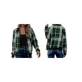 thumbnail image 3 of Shackets for Women Casual Zip Up Flannel Plaid Jackets Long Sleeve Baggy Outwear Coat Fall Clothes Green XL, 3 of 6