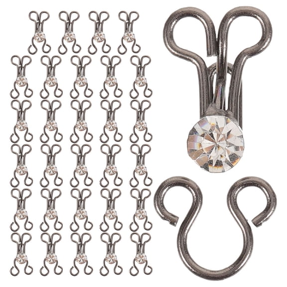 Minkissy 30 Pieces Dark Grey Sewing Hooks and Eyes Closures for Garments, Clothing Repairs and Sewing Projects