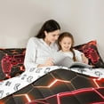 thumbnail image 4 of Manfei Modern Gamepad 7 Pieces Bedding Comforter Set,Teens Video Game Full Bedding Set,Red Black Honeycomb Fitted Sheet Flat Sheet For Boys Kids,Ultra Soft Home Decor Reversible, 4 of 8