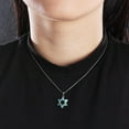 thumbnail image 2 of Opal Star Of David Necklace,Crystal Fire Opal Hexagram Choker Birthstone Statement Necklace, 2 of 6