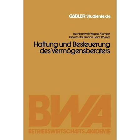 Haftung Und Besteuerung Des VermÃ¶gensberaters, (Paperback)