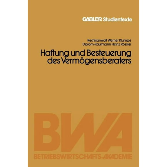 Haftung Und Besteuerung Des VermÃ¶gensberaters, (Paperback)
