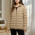 thumbnail image 5 of Zedker Winter Coats For Women Plus Size Winter Warm Loose Plush Zip Hooded Jacket Coat Women's Winter Thicken Puffer Coat Plush Cotton Warm Jacket Brown M, 5 of 7