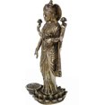 thumbnail image 2 of Aakrati Laxmi ji Standing on Flower Antique Finish Brass 10 inch Brass Statue Showpiece for Temple Worship, Gift and Decor, 2 of 5