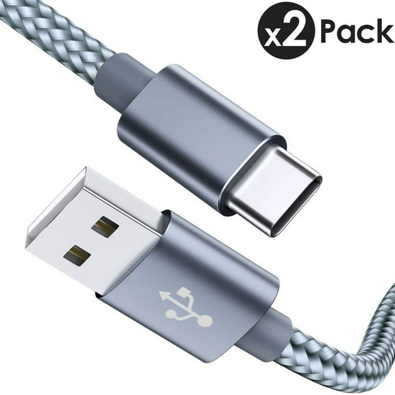 2-Pack Type C Cable Fast Charging Nylon Braided Cable USB-C Type-C 3.1 Data Sync Charger Cable Cord For Samsung Galaxy S8 S9 S10 Plus Note 8 Note 9 Nexus 5X 6P OnePlus LG G6 G7 V30/40/50 Google Pixel