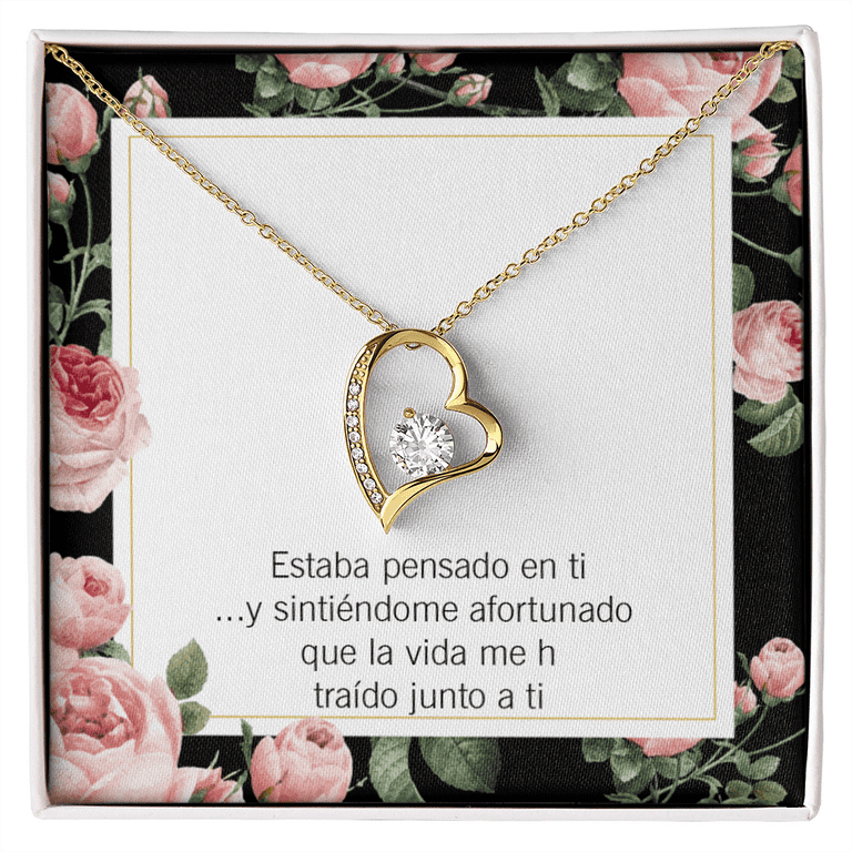 To My Girlfriend Thinking of You Spanish Forever Necklace w