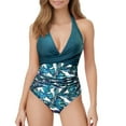 thumbnail image 3 of LILIYA Tummy Control Swimsuits for Women Slimming One Piece Bathing Suit Ruched Halter Push Up Bathing Suits Plus Size Padded Swimwear, 3 of 9
