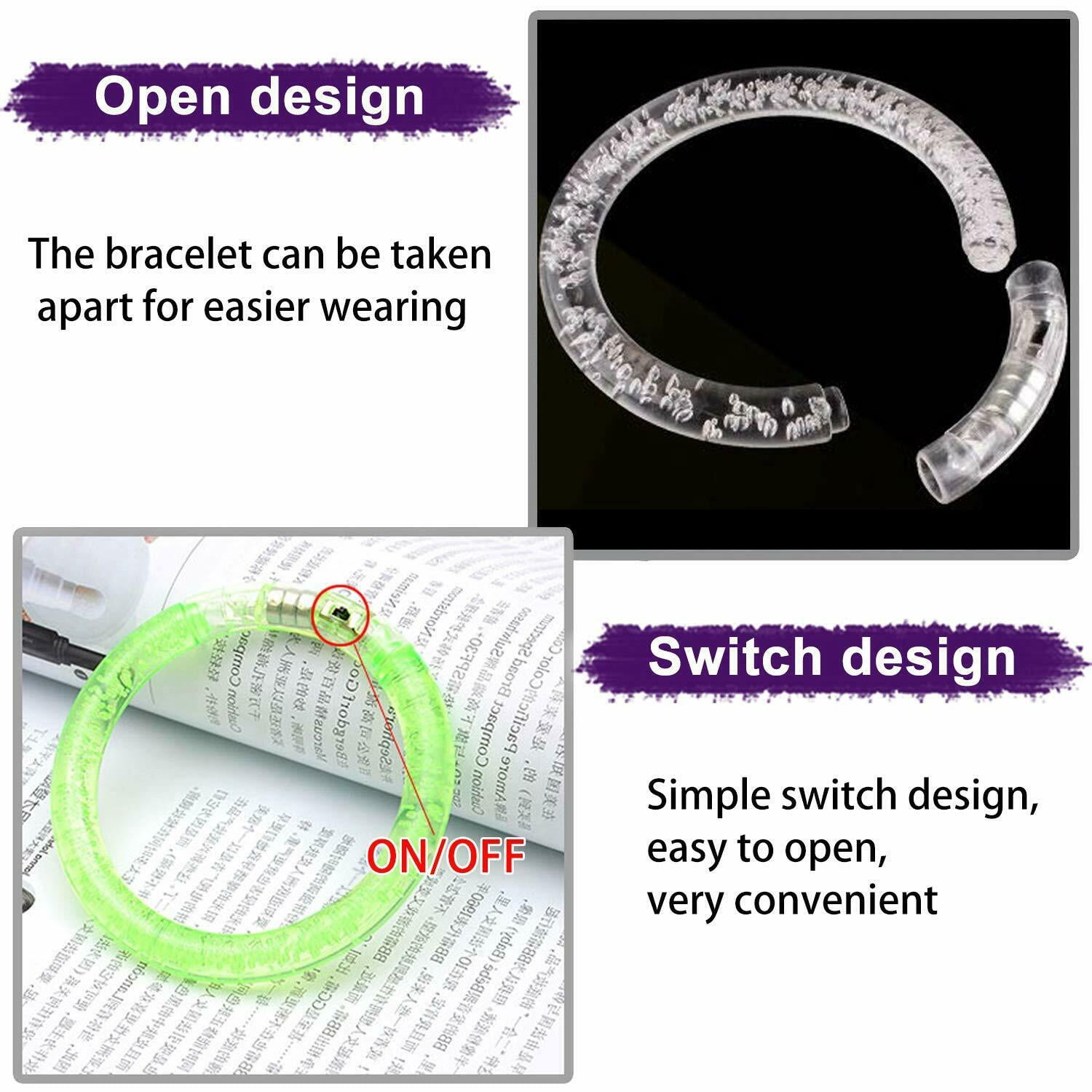 24 Pack Glow In The Dark LED Bracelets - Flashing Light Up Party Bracelets For Kids & Adults, Halloween, Birthday, Classroom Favors