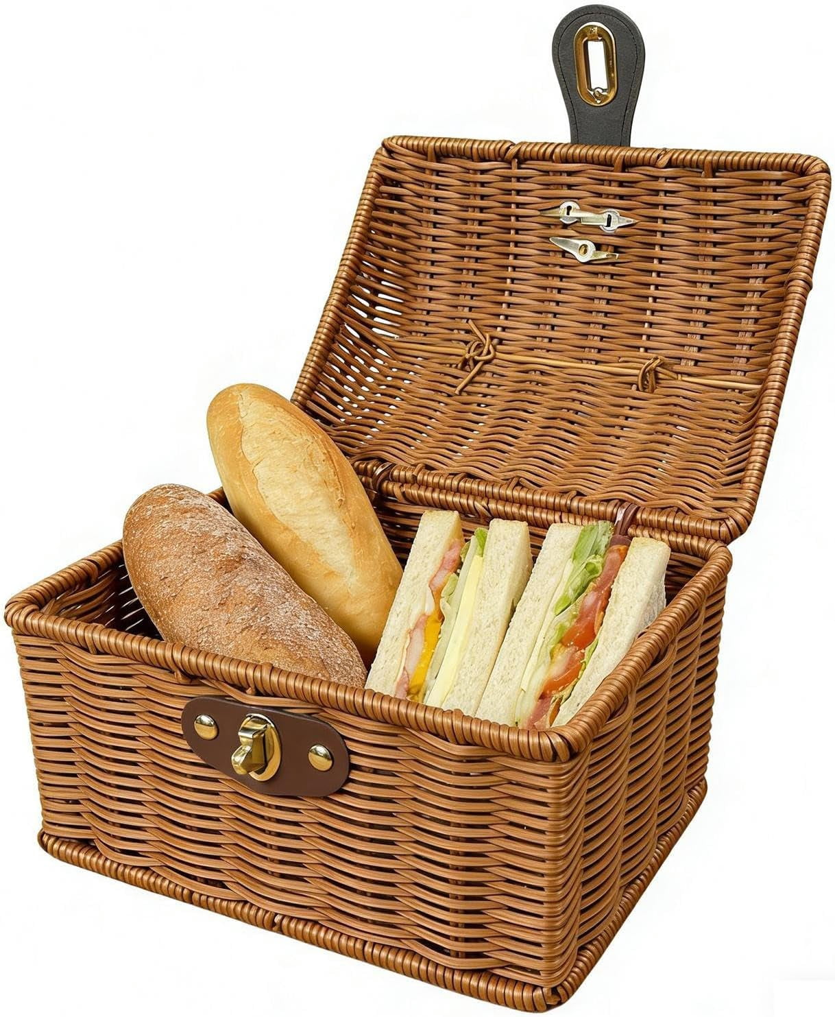 Picnic Basket with Cover - Vintage Fruit Carrier Box | Picnic Party Basket | for Easter Holiday Engagement Wedding Thanksgiving Spring Summer Autumn Photography Garden Yard Park(Q)