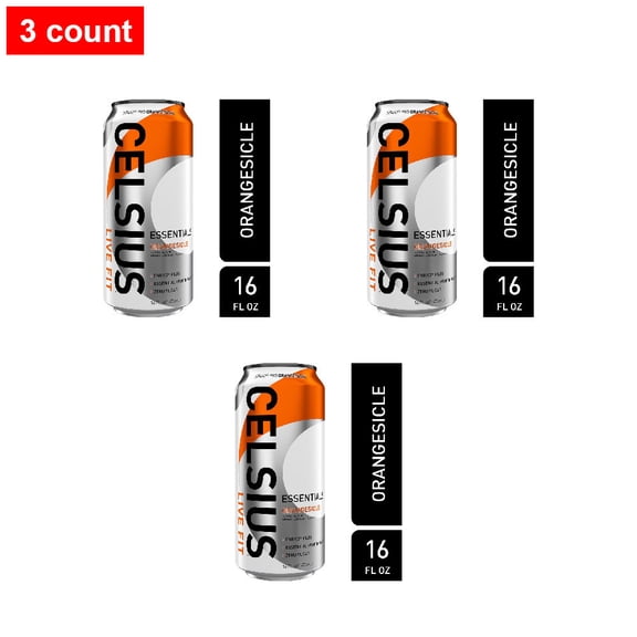 CELSIUS ESSENTIALS Sparkling Orangesicle Energy Drink Can 16 fl oz - 3 count