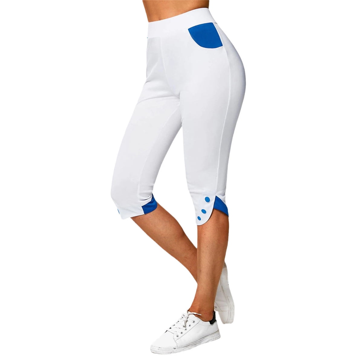 Auburet Women Button Tulip Hem Capri 