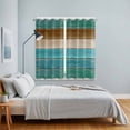thumbnail image 5 of Curtains 63 Inch Length 2 Panels, Brown Teal Blue Grommets Window Treatment Curtain, Vintage Wooden Art Farmhouse Thermal Curtains Drapes for Living Room/Bathroom, 5 of 9