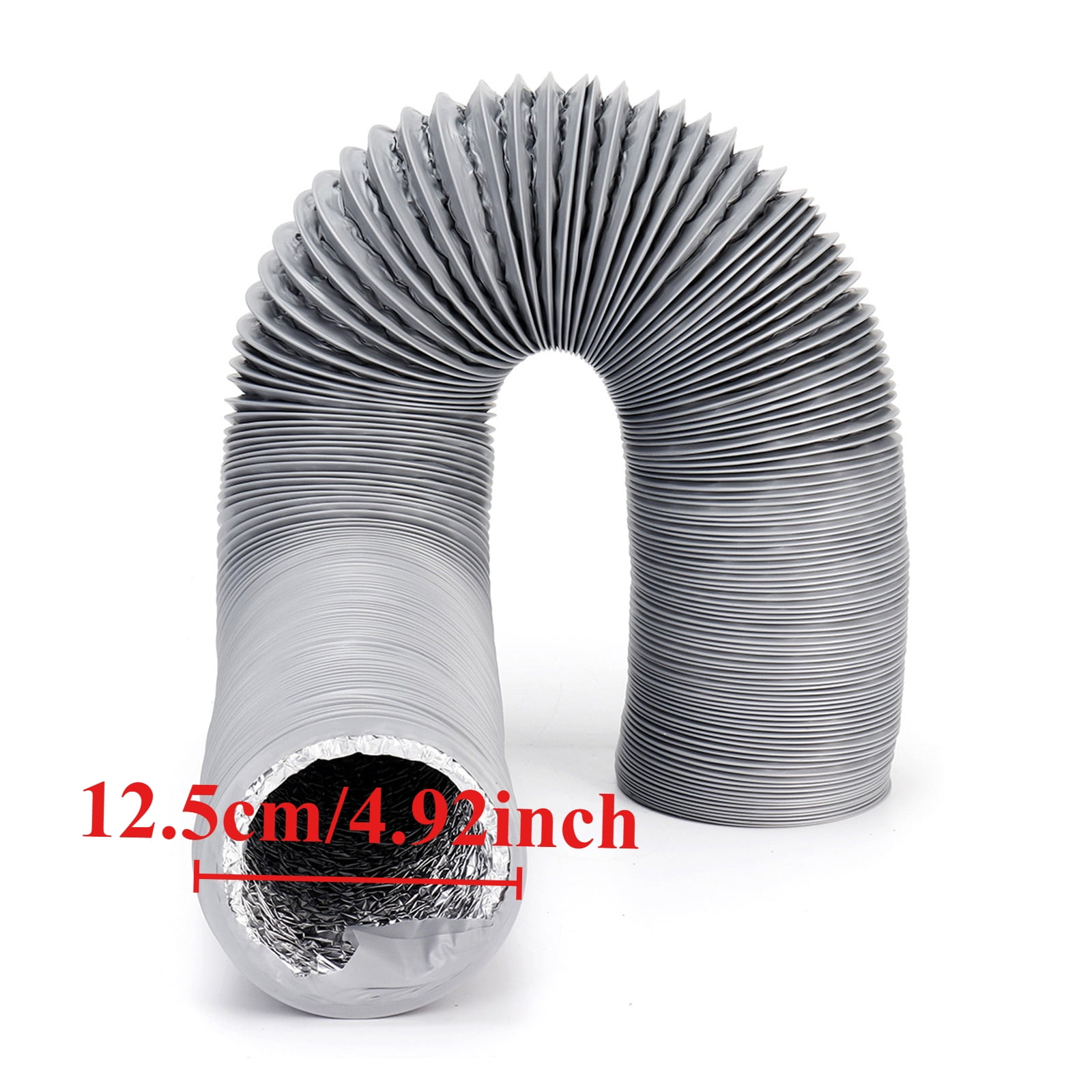 Portable Air Conditioner Exhaust Hose 600CM Flexible Aluminum Dryer Vent Ducting HVAC Ventilation Gray